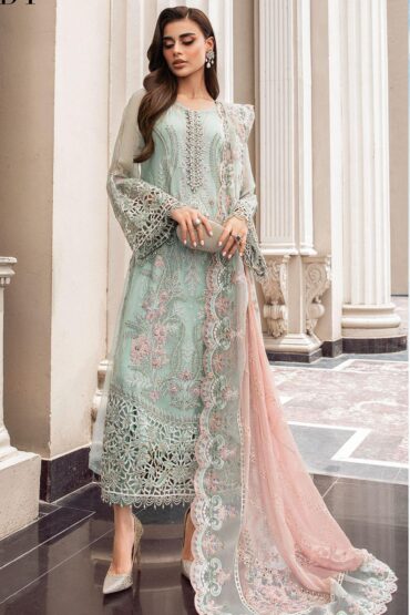 MARIA.B. Unstitched Embroidered Chiffon Mint Green | MPC-23-104