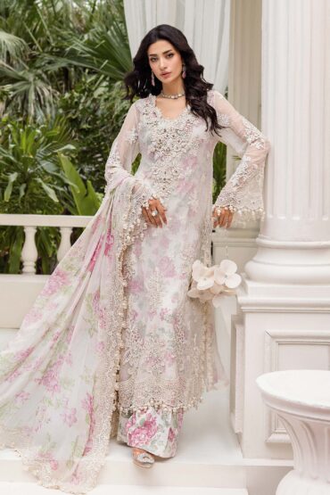 Maria B 3 Piece Unstitched Embroidered Chiffon Suit | MPC-25-101