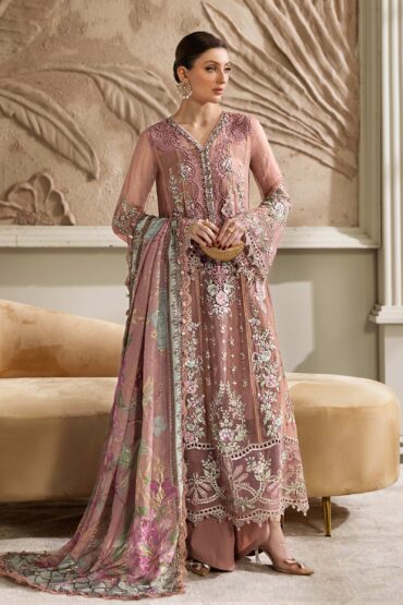 maria b 3 piece unstitched embroidered chiffon suit | mpc 25 105