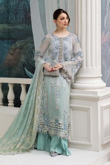 Maria B 3 Piece Unstitched Embroidered Chiffon Suit | MPC-25-108